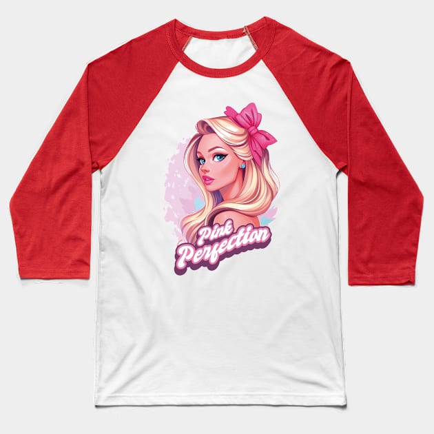 Pink Perfection Barbie Beauty Girl Baseball T-Shirt by Kali Space